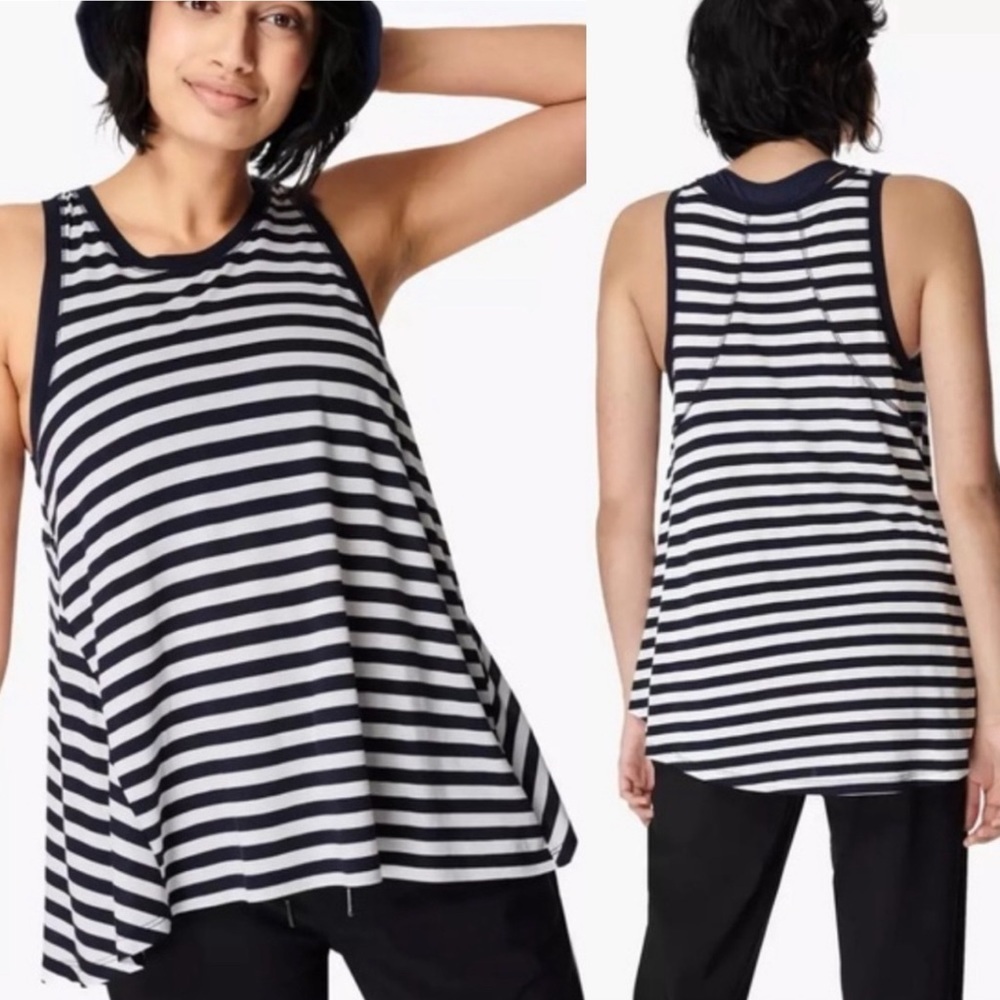 Sweaty Betty | Navy striped easy peazy tank